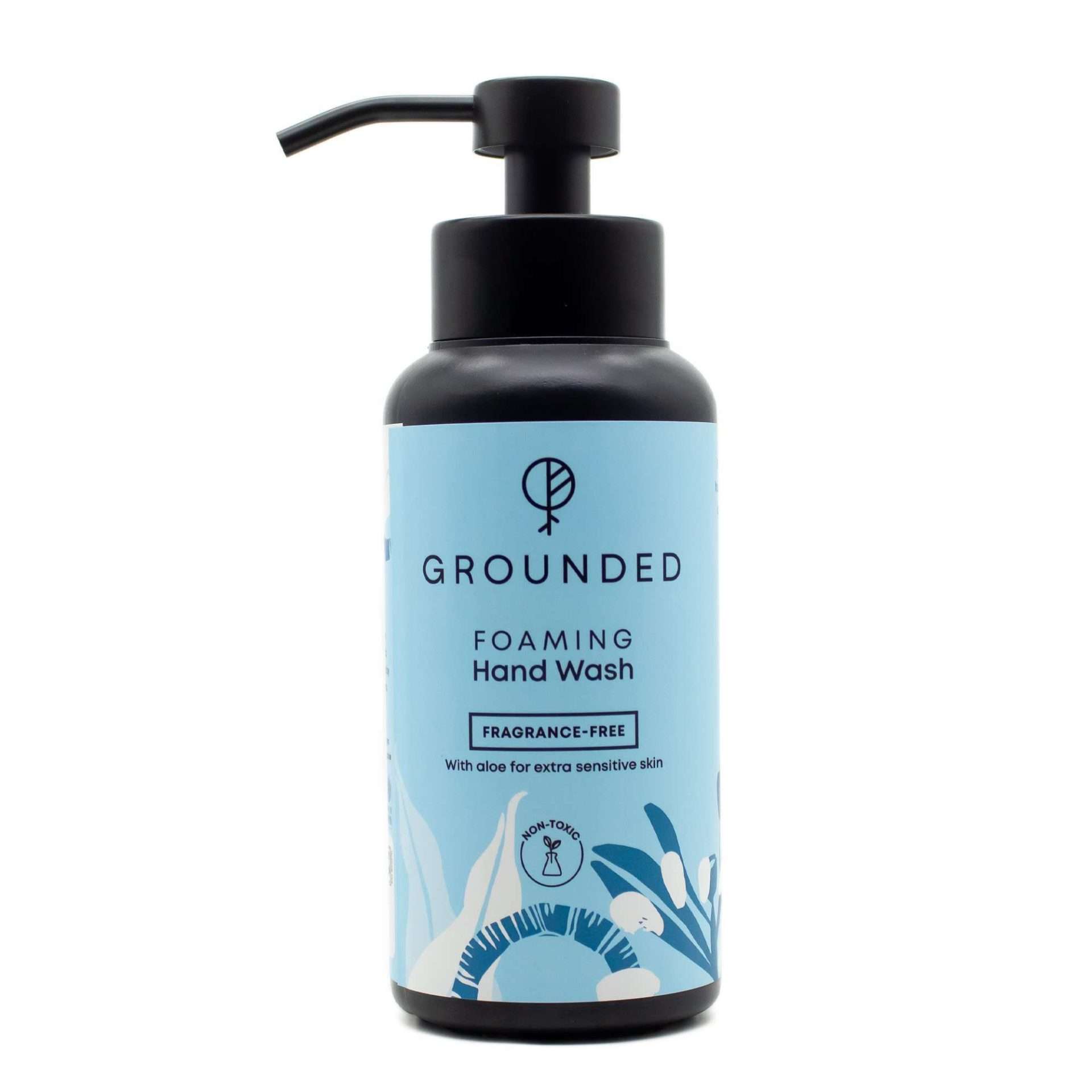 Grounded Foaming Hand Wash. Fragrance-Free boosted with aloe and baobab, and Kenyan Castile soap